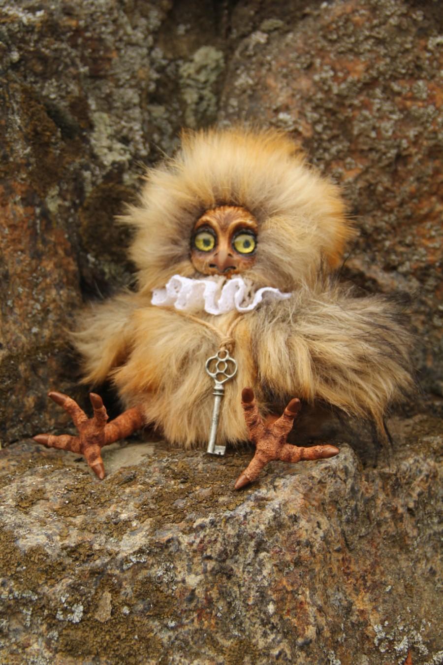 Свадьба - Art Doll Teddy Doll "Owl".  9,05 inches (23 см).Collectable