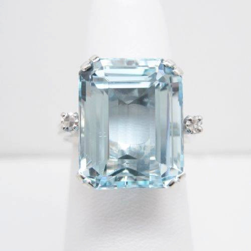Wedding - Aquamarine Ring,,14K Aquamarine Ring,LARGE 22 cts, Aquamarine Diamond,Engagement Ring,Diamond Engagement
