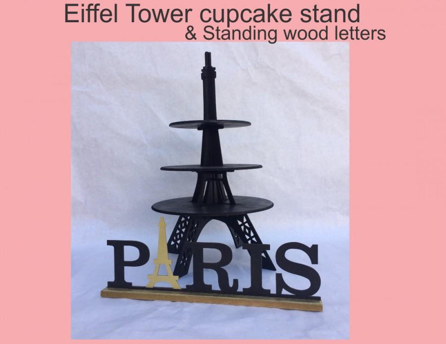Wedding - Eiffel Tower cupcake stand and standing letters PARIS