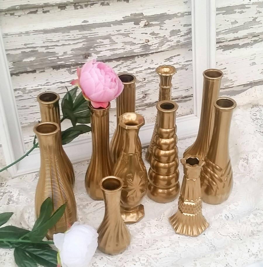 Mariage - Wedding Vases, 11 Gold Wedding Vases, Bud Vases,Vases,Bridal Shower, Baby Shower,Rustic Wedding, Barn Wedding, Boho wedding,Vintage Wedding