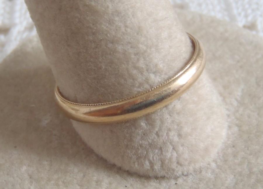Свадьба - Vintage Wedding Band Ring 14K Yellow Gold Size 9