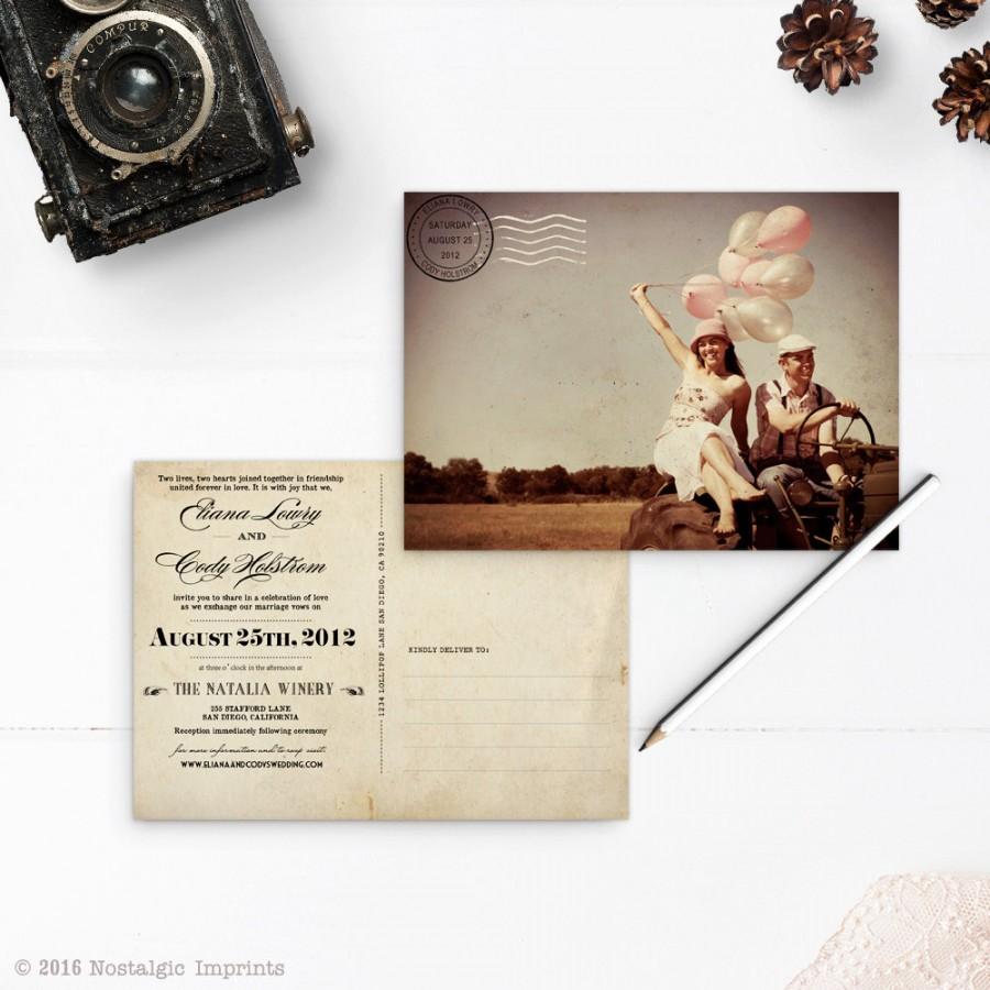 Свадьба - Wedding Invitation Post Card, 5x7, Wedding invitation, the "Eliana"