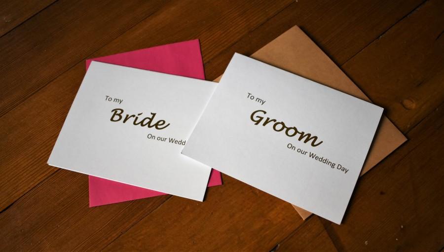 Wedding - Wedding Vows, To My Groom Card, To My Bride Card, Gold Foil Cards