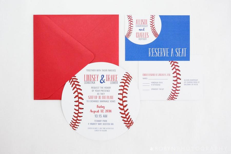 Mariage - Baseball Wedding Invitation, Round Baseball invitation, Baseball Invitation, Stadium Invitations, Baseball Wedding, Chicago Cubs Invitation