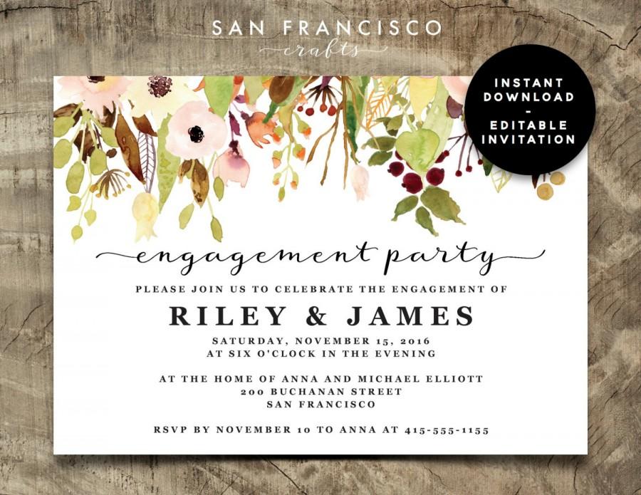Wedding - Engagement Party Invitation INSTANT DOWNLOAD 