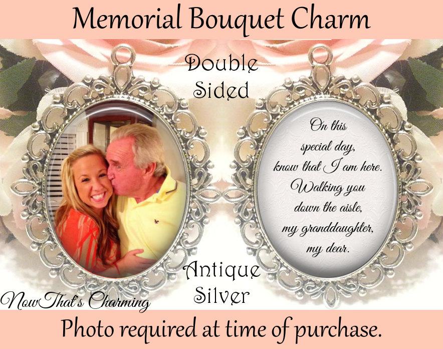 Wedding - SALE! Double-Sided Memorial Bouquet Charm - Personalized with Photo - On this special day know that I am here - $19.99 USD
