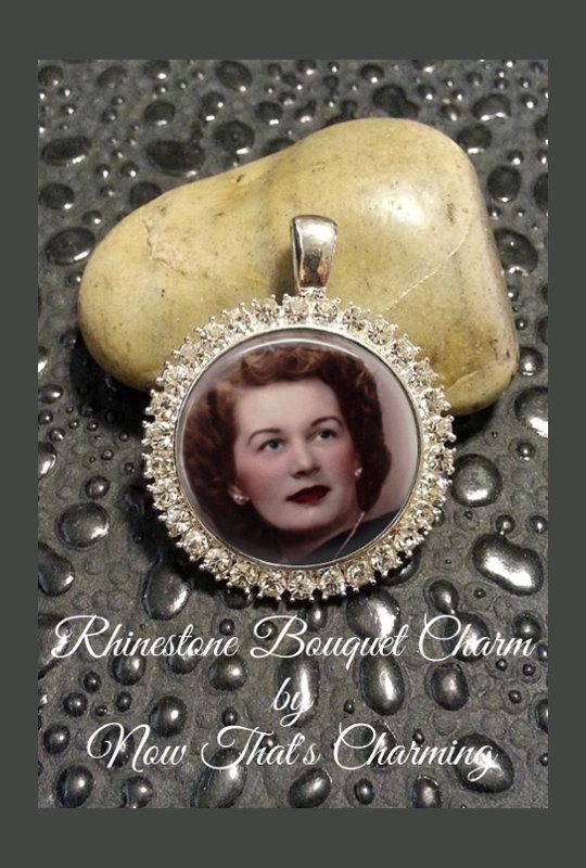 Свадьба - SALE! Rhinestone Memorial Bouquet Charm - Personalized with Photo - $16.99 USD