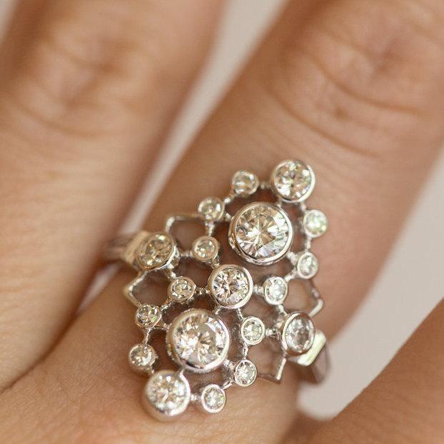 Hochzeit - Diamond Navette Ring - Custom Ring Designs -  Custom Jewelry - DEPOSIT ONLY -  Navette Diamond Ring with heirloom diamonds