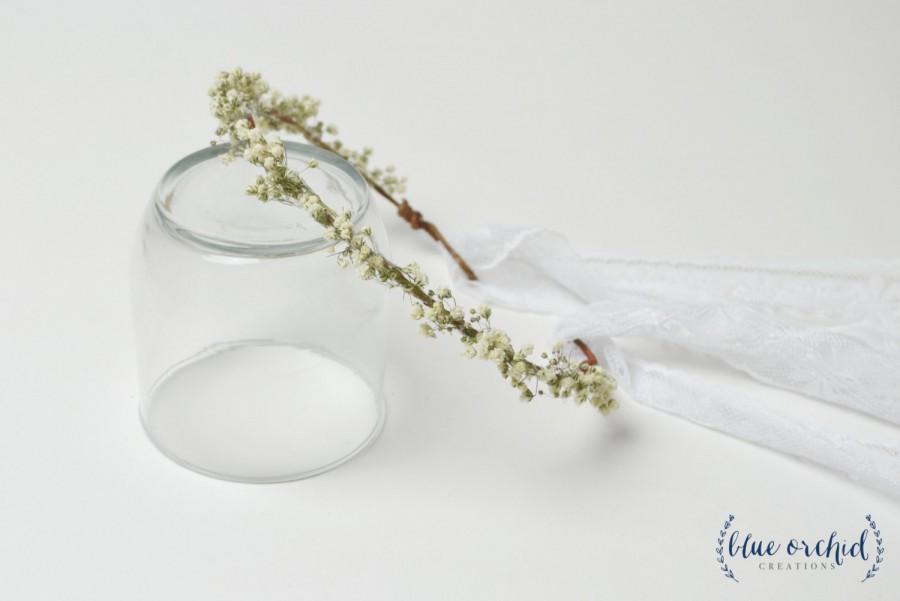 Mariage - Baby's Breath Flower Crown - Child Size Flower Crown, Baby Flower Crown, Newborn Flower Crown, Photography Prop, Preserved Flower Crown