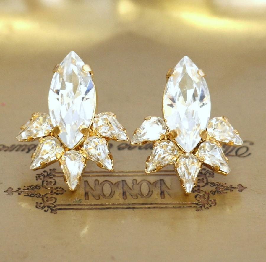 زفاف - Bridal Crystal Studs,Swarovski Crystal Studs,White Clear Bridal Earrings,Bridesmaids Earrings,Gift for her,Bridal Crystal Classic Earrings