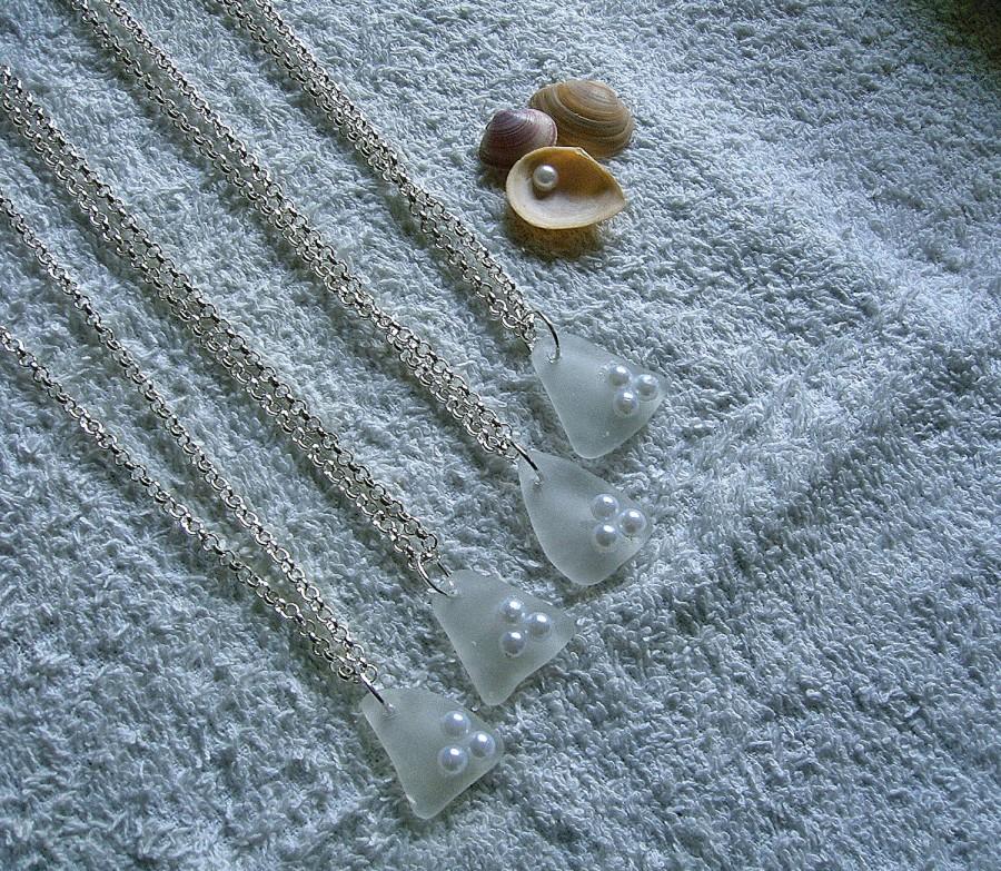 زفاف - Bridesmaids necklaces. Sea glass necklaces. Sea glass wedding jewelry.