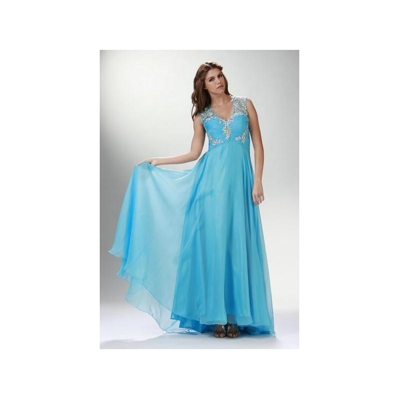 Wedding - Prom Dress with Sheer Neckline in Turquoise - Crazy Sale Bridal Dresses