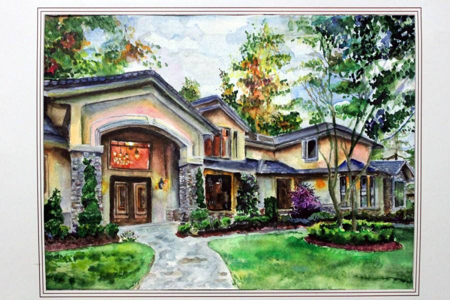 Mariage - Custom House Portrait Custom Home Portraits Watercolor Home Painting Original Painting of Home Personalized Gift Family Home Heirloom