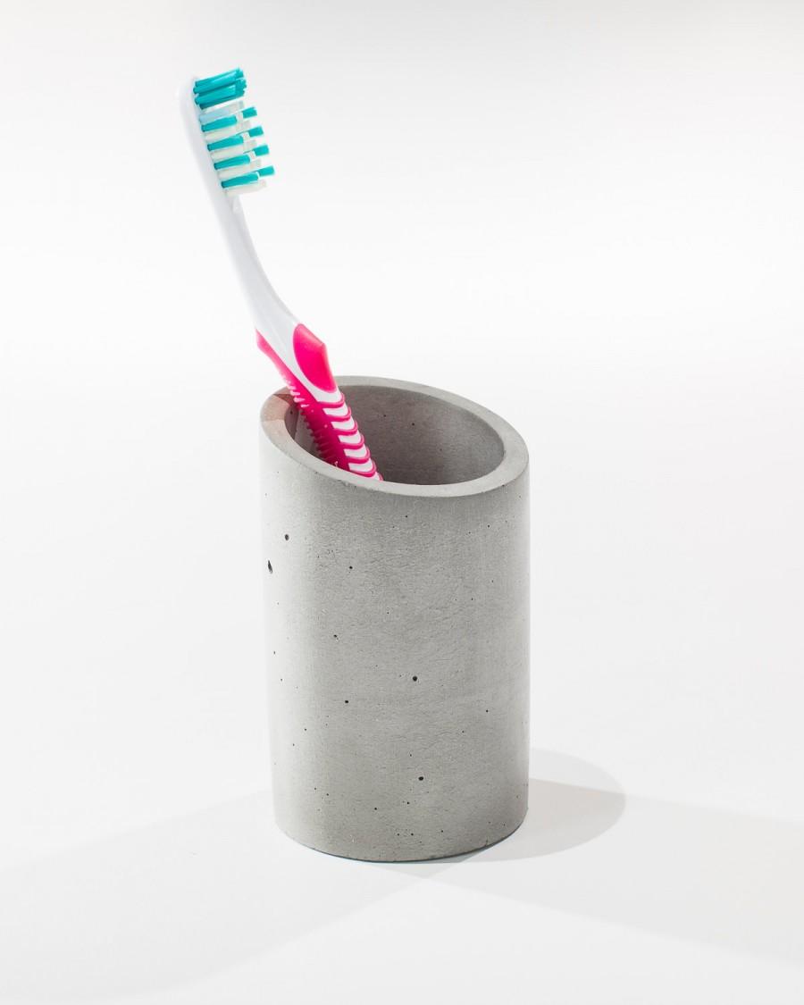 Hochzeit - Smooth Concrete Cup / Bathroom Cup / Toothbrush Holder/ White/ Gray/ Charcoal