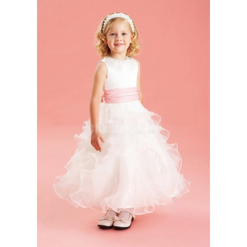 زفاف - Glamorous Princess Jewel Ankle Length Satin & Organza Flower Girl Dress - Compelling Wedding Dresses