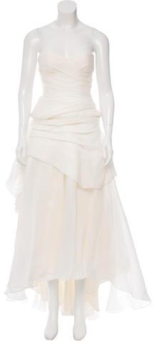Mariage - Monique Lhuillier Strapless Silk Wedding Gown