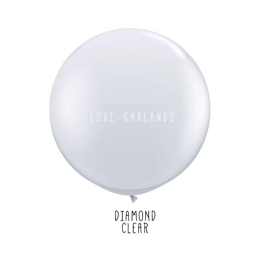 Mariage - Diamond Clear 36" Balloon, Round Clear Balloon, Clear Balloon with Confetti, Clear 36" Balloon, Transparent Balloon with Confetti