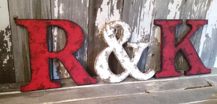 Свадьба - Rustic Letter 9.5" Tall Name Personalize Ampersand Cottage Country Style Home Decor shabby chic Joanna Gaines Alphabet Photo prop Wedding