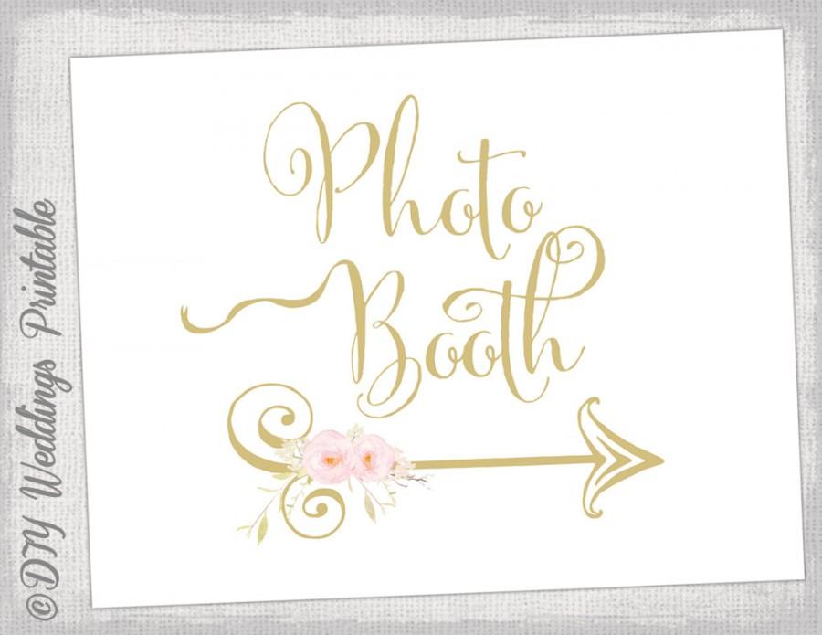 Hochzeit - Photo Booth sign printable DIY "Cantoni Gold" blush pink wedding sign - Digital poster to print at home - Jpg instant download