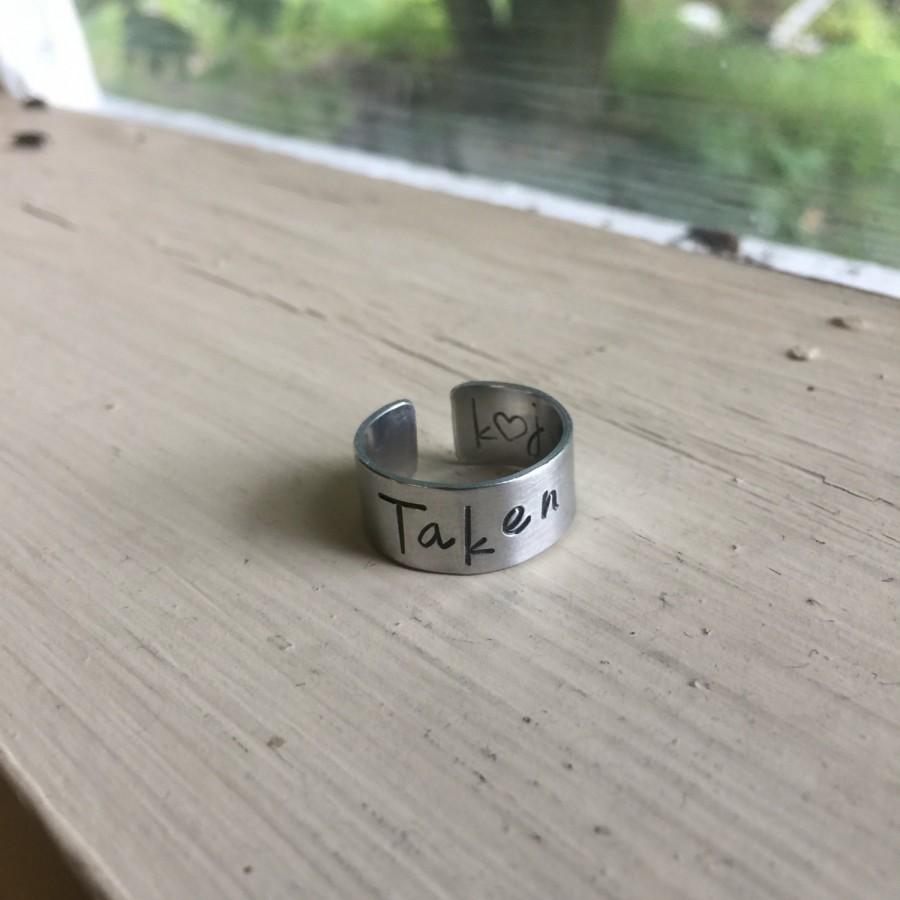 Свадьба - Personalized Couples Ring - Silver - Couples Ring - Taken with initials