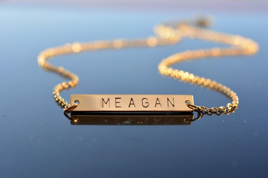 زفاف - Personalized necklace, Gold Bar Necklace, Name Plate bar, Initial necklace, Personaized bar necklace, Celebrity inspired