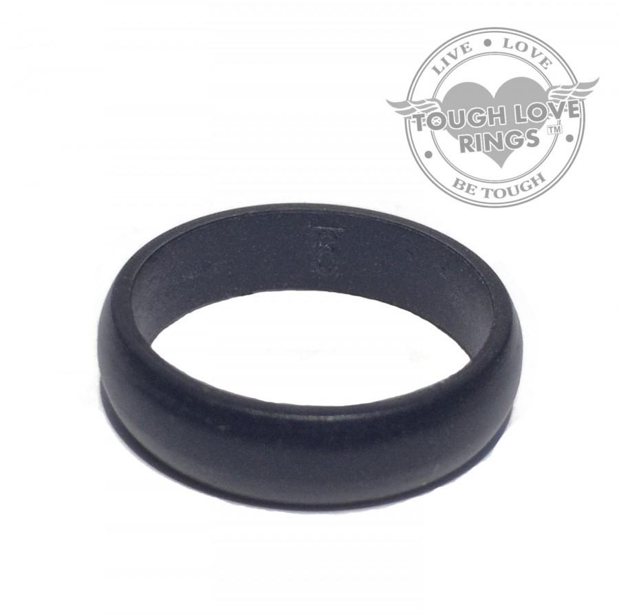 زفاف - TOUGH LOVE - Solid BLACK (Thin band) - Premium Silicone Wedding Rings
