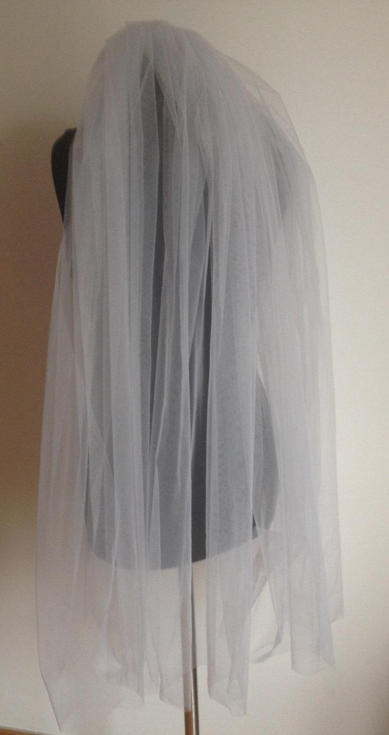 Mariage - Blue-Grey Wedding veil Cathedral colorful veil. Wedding Veil bridal veil, soft tulle veil