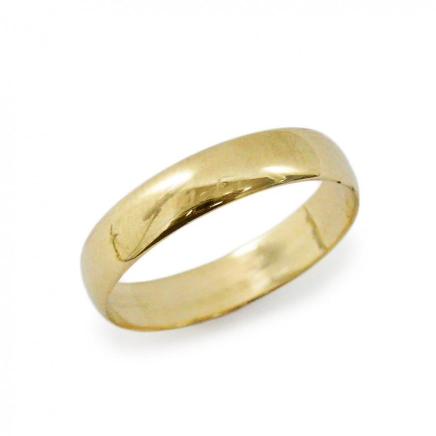 Hochzeit - Classic wedding ring 5mm. Rounded yellow gold wedding ring. 14k yellow gold wedding ring.wedding ring.  hes and hers ring(gr-9377-1447).