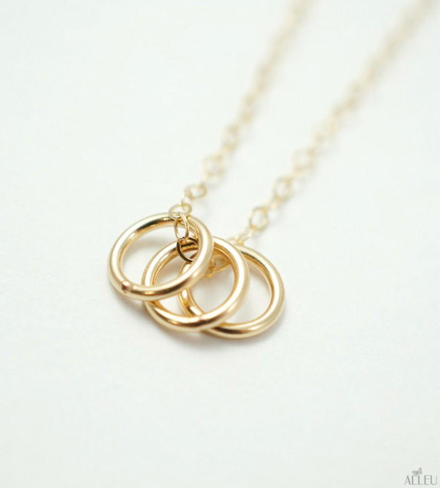 Mariage - Family necklace - three circle necklace - simple gold necklace