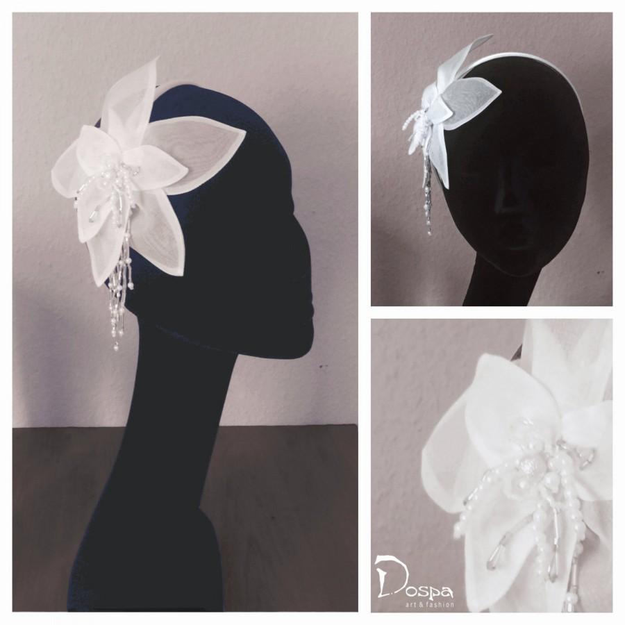 زفاف - Bridal hair accessories, hair band with Lily, silk