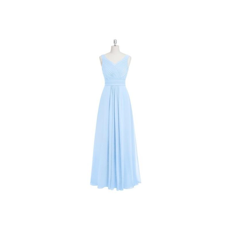 زفاف - Sky_blue Azazie Pierrette - V Back V Neck Floor Length Chiffon Dress - Cheap Gorgeous Bridesmaids Store