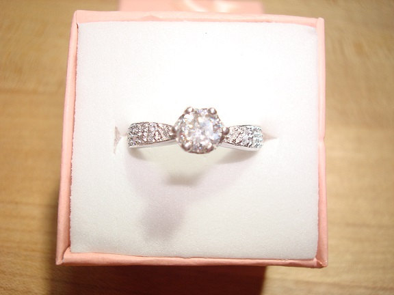 زفاف - Diamond Cut White Sapphire 925 Sterling Silver Engagement Ring Size 5.75