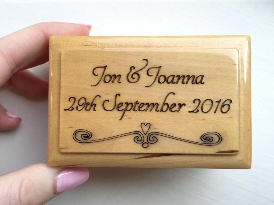Mariage - Personalised double ring box, Engraved wedding ring box, Personalized double ring box
