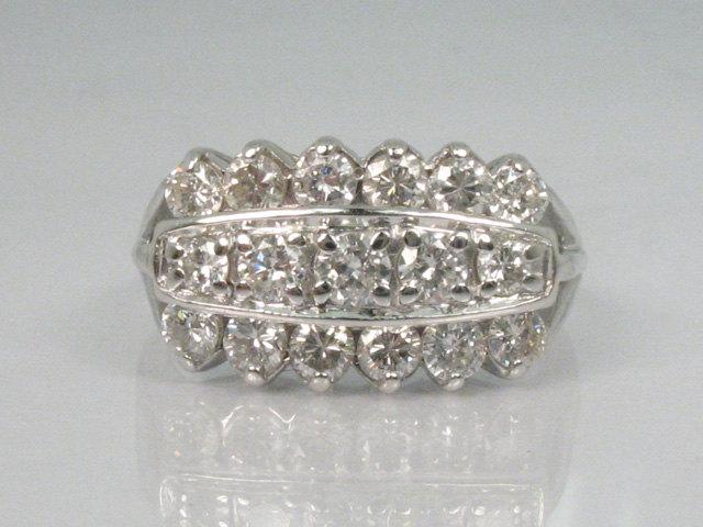 Hochzeit - Vintage Diamond Wedding Ring - Cocktail Ring - 1.05 Carats Diamonds - 17 Diamonds - Appraisal Included