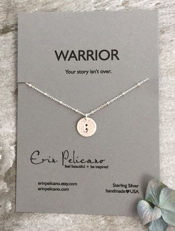 Mariage - Semicolon Jewelry Semicolon Necklace Inspirational Strength Jewelry Warrior Addiction Recovery Jewelry Mental Health Awareness Gift
