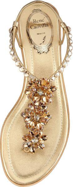 Wedding - Rene Caovilla Crystal-Flower Thong Sandal