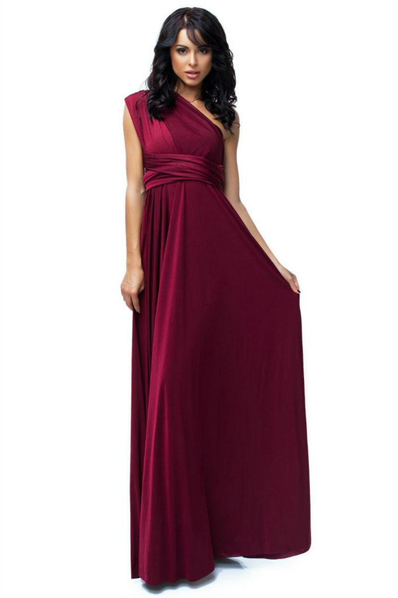Mariage - Burgundy Bridesmaid Dress Convertible Dress Infinity Dress Maxi Dress Plus Size Evening Dress---Dress Set With Tube Top And Petticoat