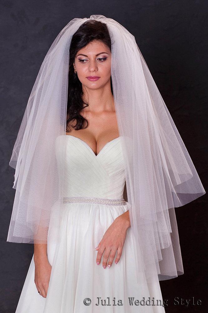 Mariage - Ivory wedding veil,2 tier veil,Cut Edge Wedding Veil,Floor length veil,Bridal veil with cut edge,Long veil,Wedding veil bridal,Unique veil