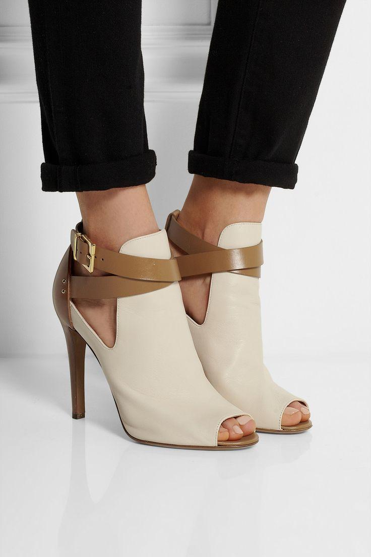 Mariage - Sergio Rossi Peep-toe Leather Ankle Boots – 50% At THE OUTNET.COM