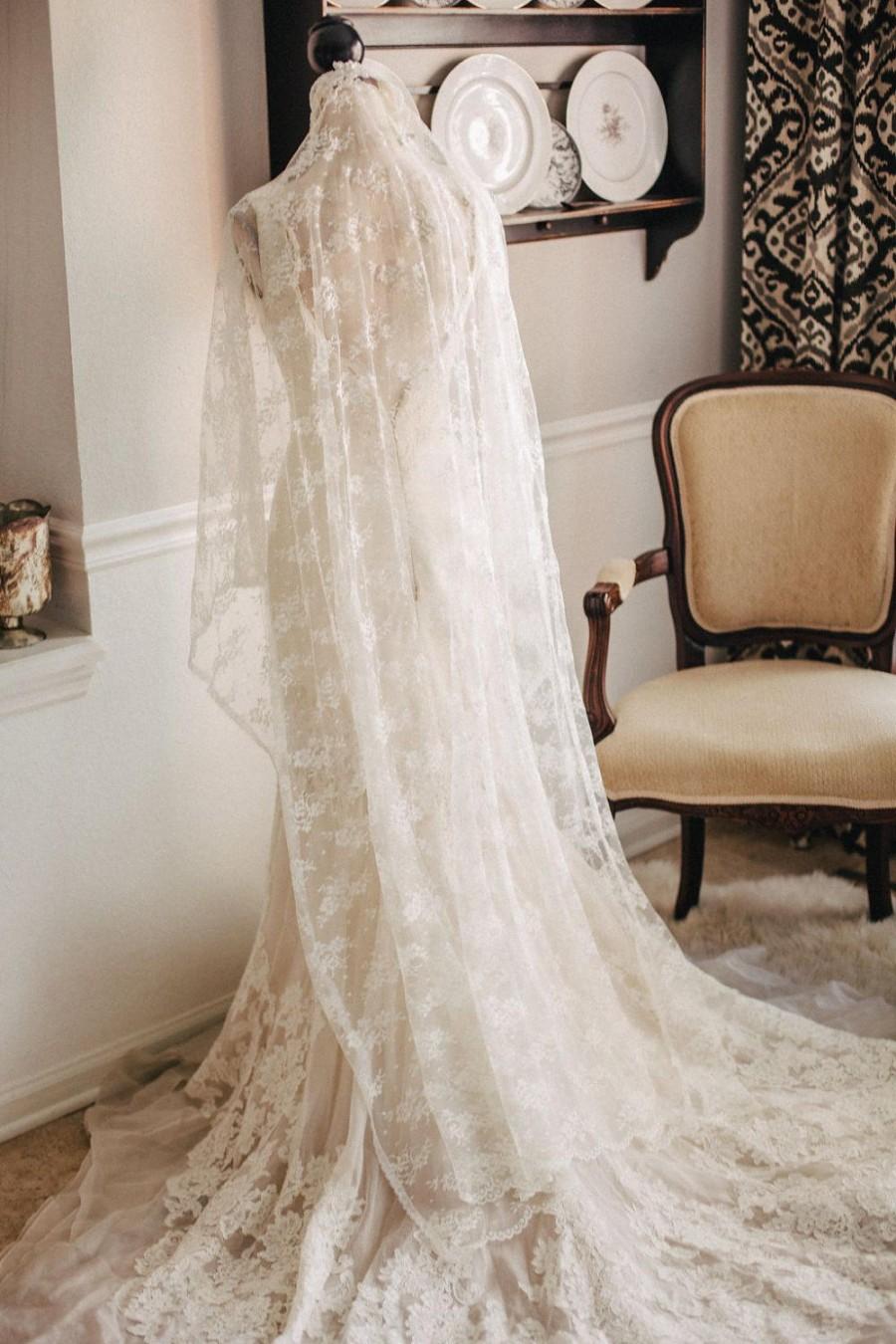 Mariage - Juliet lace Veil, Chantilly Lace Veil, Juliet Wedding Veil, Wedding Vail, Wedding Viel