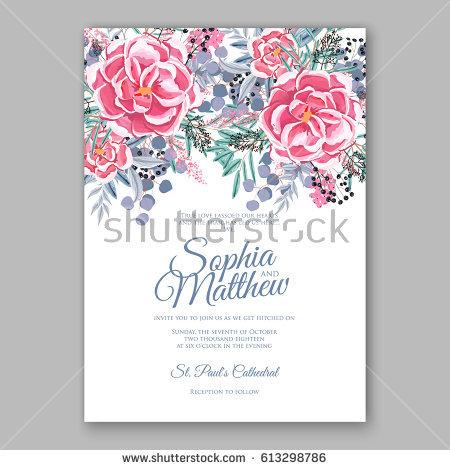 Свадьба - Rununculus rose wedding invitation card printable template with mint greenery eucalyptus