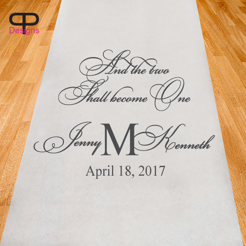 Mariage - Two Shall Become One Wedding Aisle Runner - Personalized Runner - Plain White Aisle Runner (ppd27)
