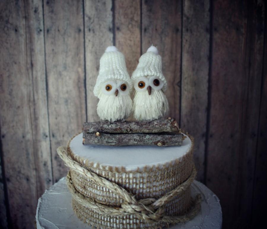 Mariage - owls-wedding cake topper-winter wedding-fall wedding-rustic-barn owls-snow owls-rustic wedding-barn wedding-winter owls wedding cake topper