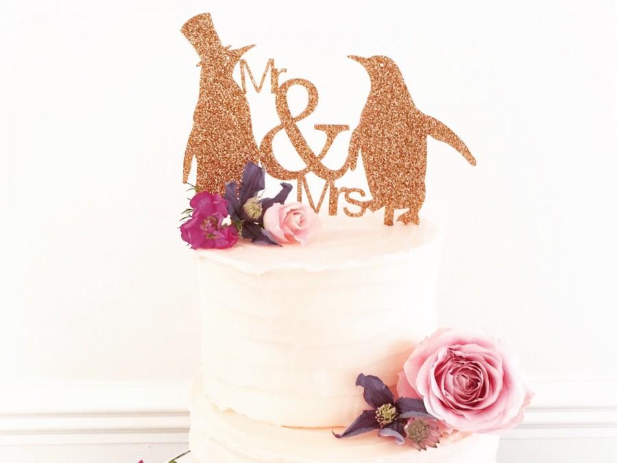 زفاف - Mr And Mrs Penguin Wedding Cake Topper Standard Size-wedding cake decoration-penguin themed wedding cake-wedding accessories-
