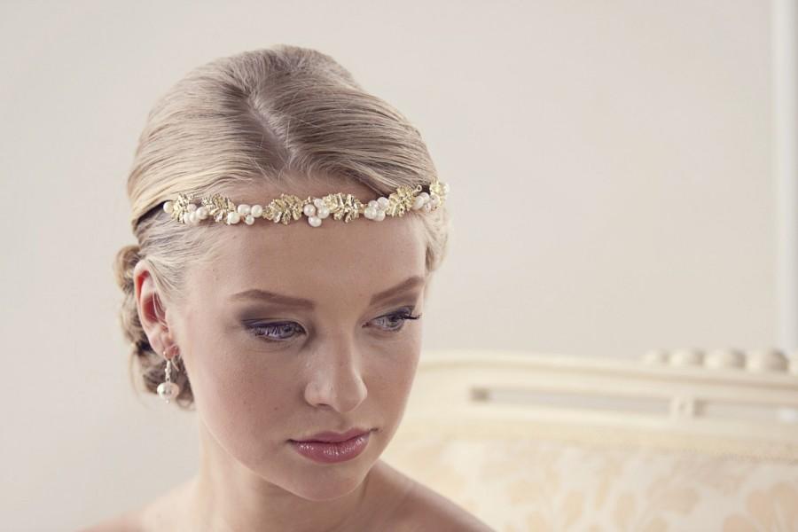 Hochzeit - Gold headband Bridal Wedding tiara Bridal headpiece Bridal tiara Wedding headpieces Gold headpiece Hair accessories Grecian headpiece
