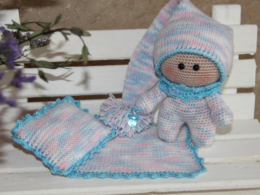 Свадьба - Handmade Doll with Blanket & Pillow amigurumi doll Plush Doll Toy crochet Stuffed Doll Knit Doll crochet Toy Kids Doll Toy Easter decor