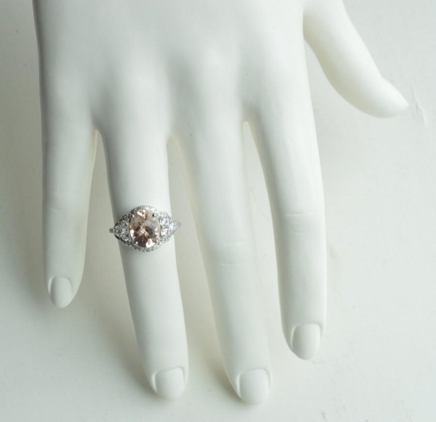 Свадьба - Classic Oval Shaped Morganite Engagement Setting - 14k White Gold Morganite Art Deco Ring - Morganite Engagement Ring - Morganite Ring