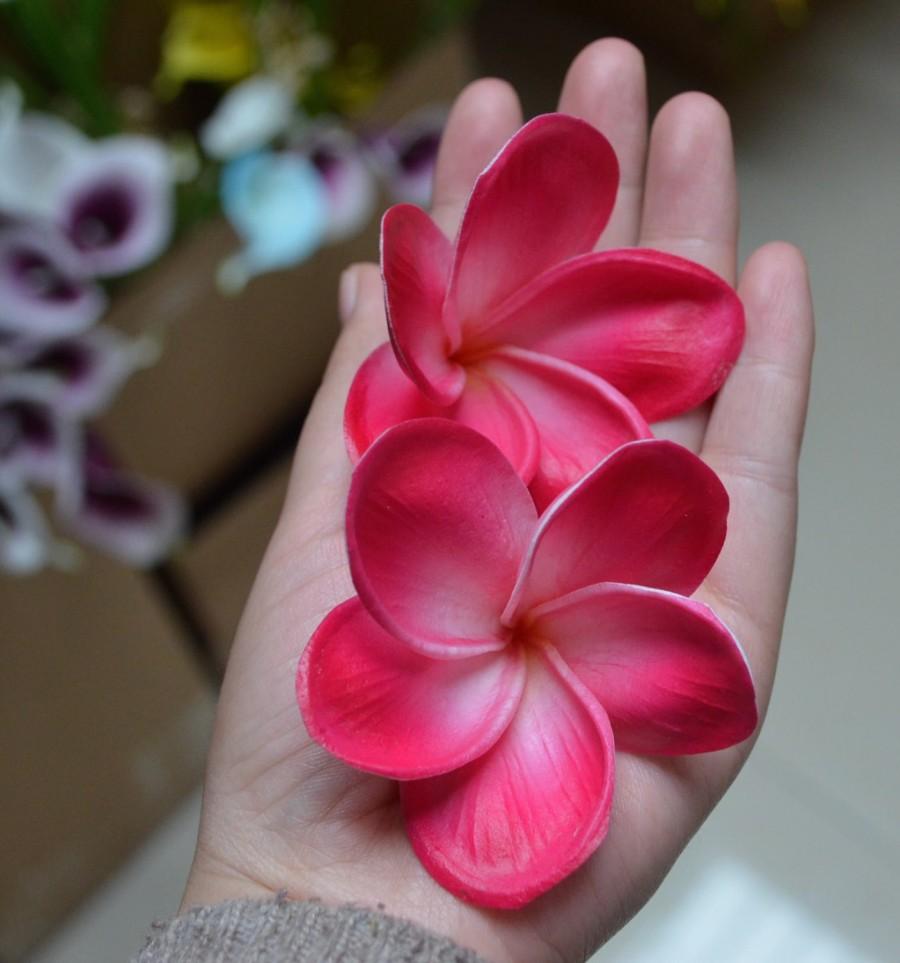 Свадьба - Hot Pink/Fuchsia frangipani Plumeria Real Touch Flowers flower heads Cake Toppers Wedding Decorations