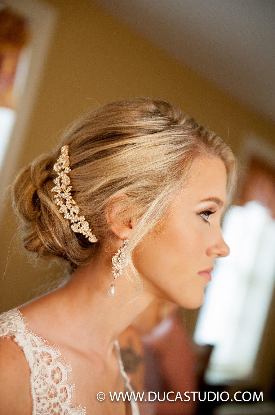 زفاف - Wedding Tiara Bridal hair comb,  Swarovski Pearl Headband, Crystal Hair Comb , Rose Gold, Ivy Crystal Hair comb