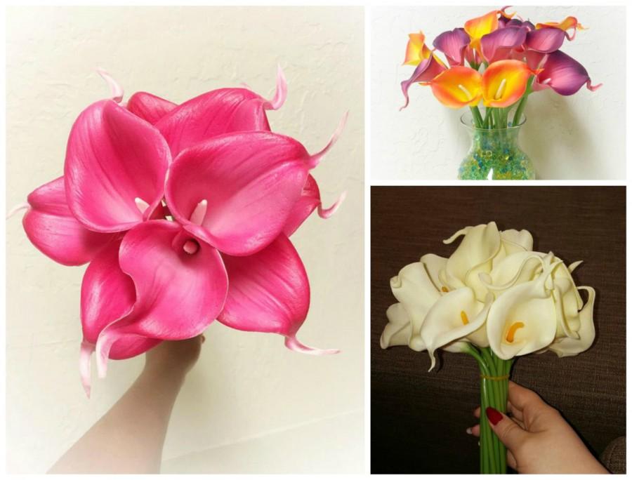 زفاف - 10 Stems Real Touch Calla Lily Artificial Flower for Wedding, Party or Home Decoration - DIY Bouquet Table Centerpiece